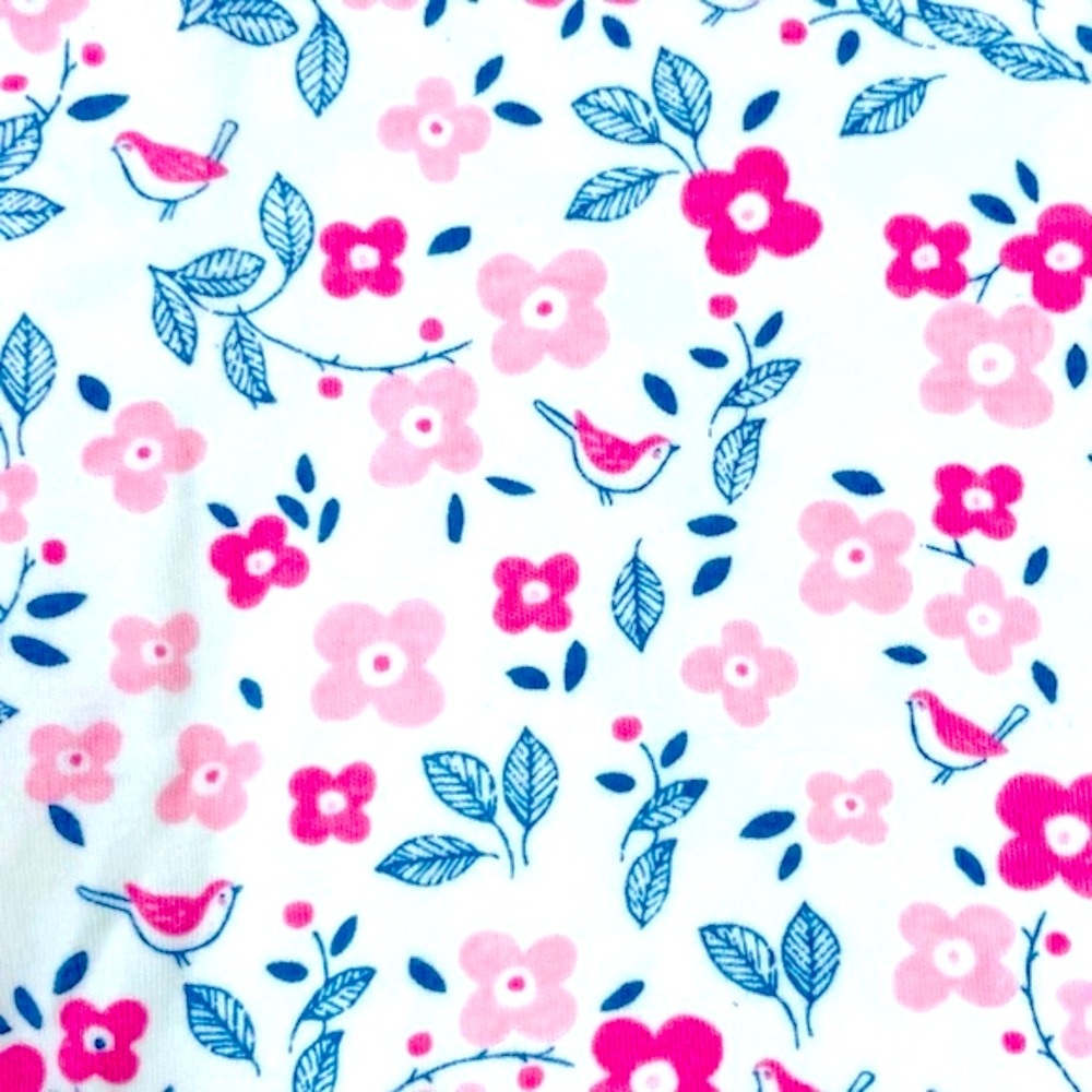 E=MC2 Footed Coverall Girls 0-3M Pink Flowers Birds Easy=Magnetic Close Sleeper - Picture 3 of 4